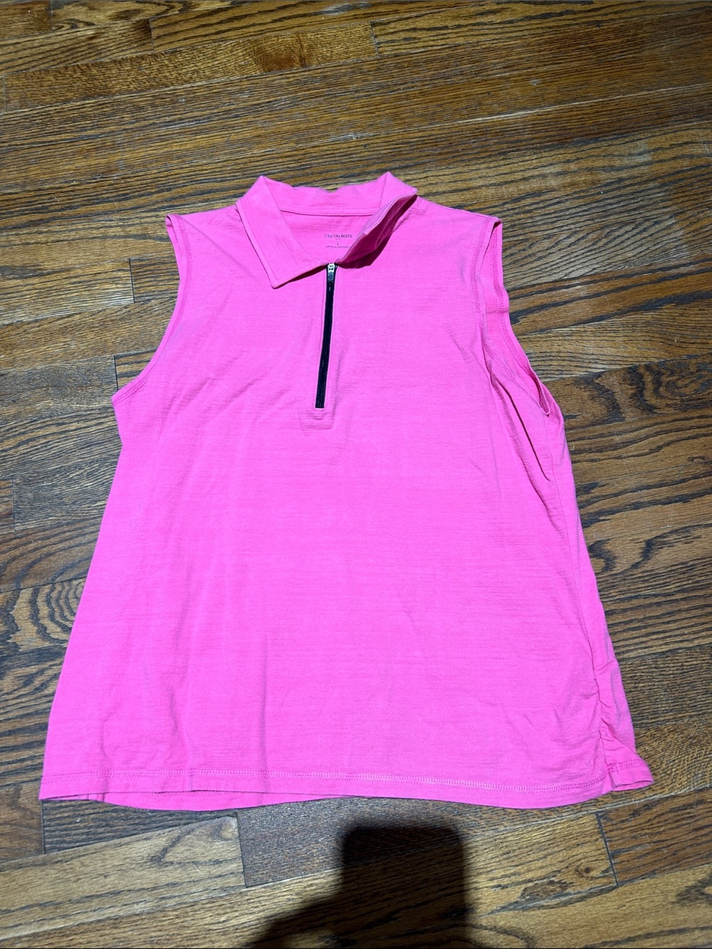 Talbots Bright Pink Sleeveless Zip Polo Tank